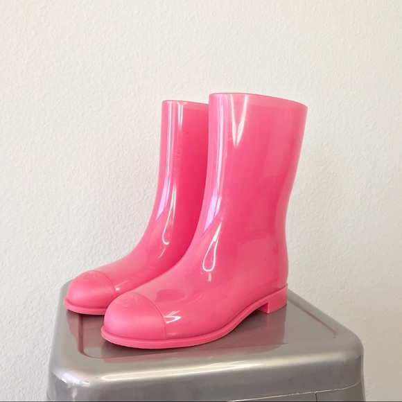 pink chanel boots